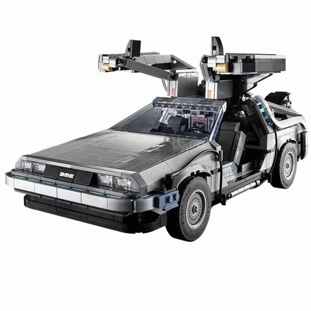 Color: Wood - Compatible 10300 Back to the Future Time Machine DeLorean DMC-12 Building Blocks Construction Car Bricks Toys For Children Gifts