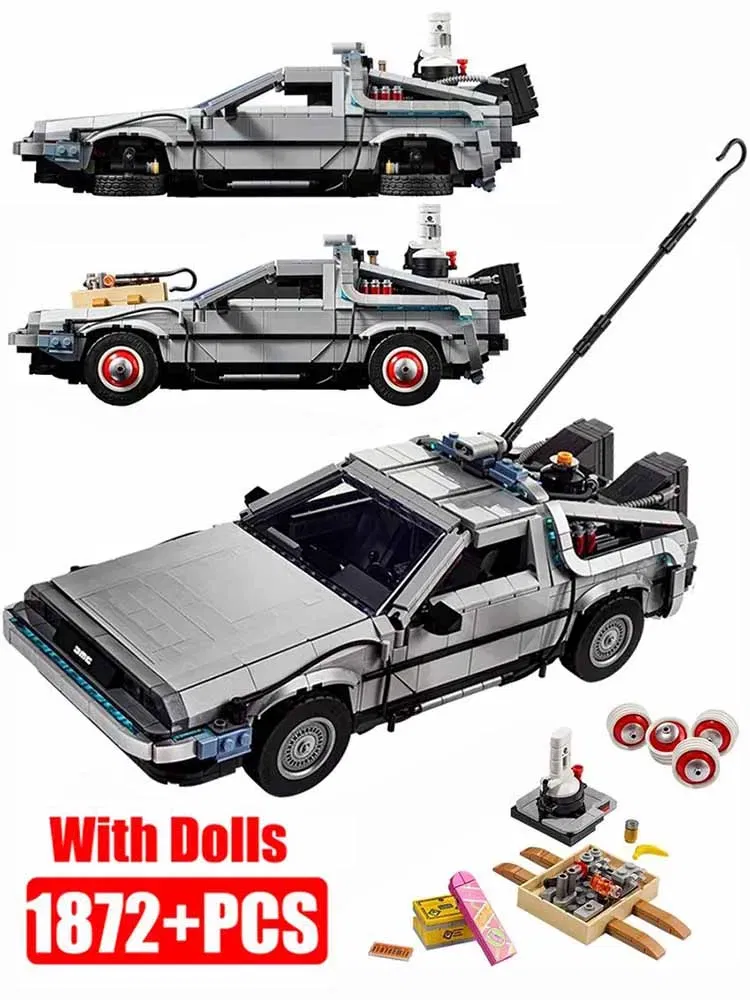 Color: Wood - Compatible 10300 Back to the Future Time Machine DeLorean DMC-12 Building Blocks Construction Car Bricks Toys For Children Gifts