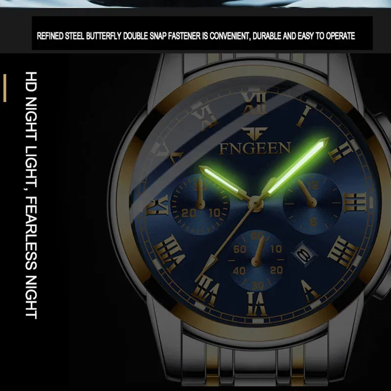 Color: WHITE - BINBONG Men Watches 2023 Top Brand Luxury Waterproof Date Clock Male Steel Strap Casual Quartz Watch Sports Wrist Watch Men 4006