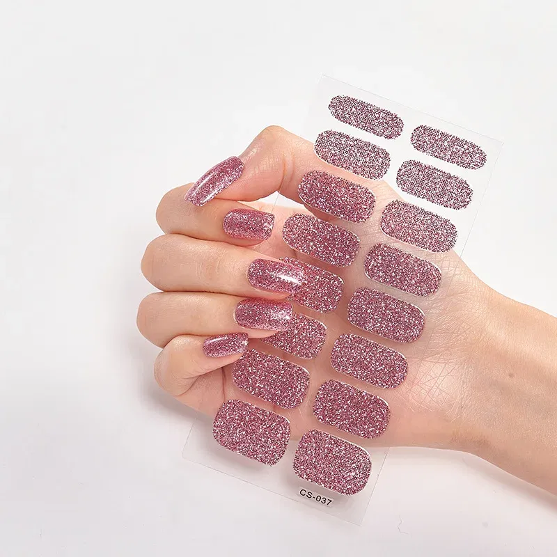 Color: GRAY - Nail Sticker Shiny Design Full Beauty Stickers for Nails Decals Plain Stickers Women Salon Nail Art