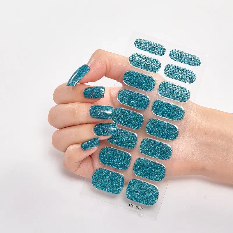 Color: GRAY - Nail Sticker Shiny Design Full Beauty Stickers for Nails Decals Plain Stickers Women Salon Nail Art