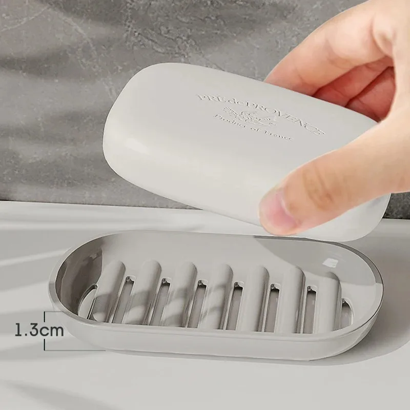 Color: Light Grey - 1-2Pcs Portable Travel Soap Dish Bathroom Items Soap Box With Lid For Traveling Container Products Household Merchandises Home