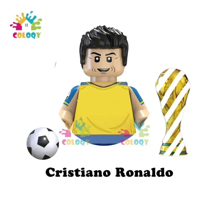 Color: Trans-yellow, Ships From: CHINA - Kids Toys World Famous Football Stars Building Blocks Sport Player Mini Action Figures Golden Cup Toys For Boys Christmas Gifts
