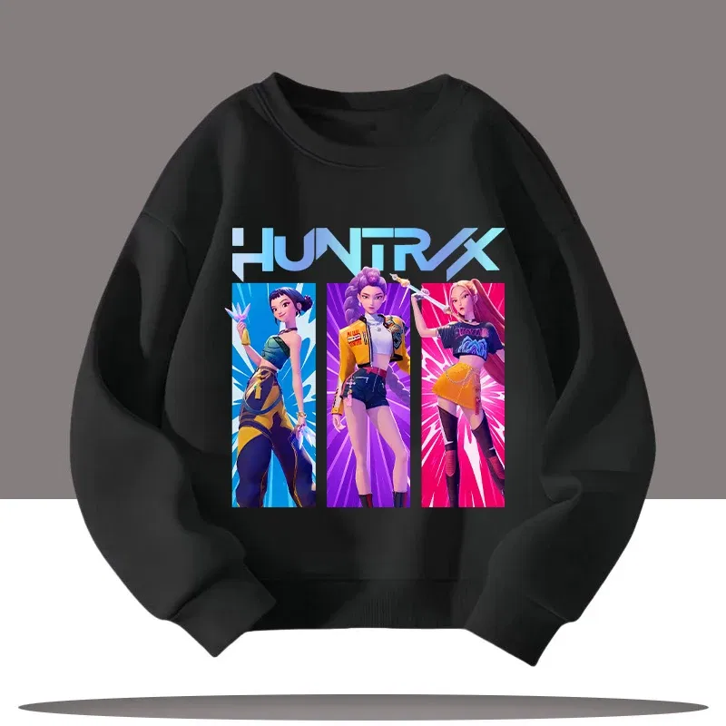 Color: SKY BLUE, Kid Size: 6 - K-pop Demon Hunters New Children's Round-neck Sports Shirt with Cartoon Print - 3-12 Years Old Cute Girl Casual Top