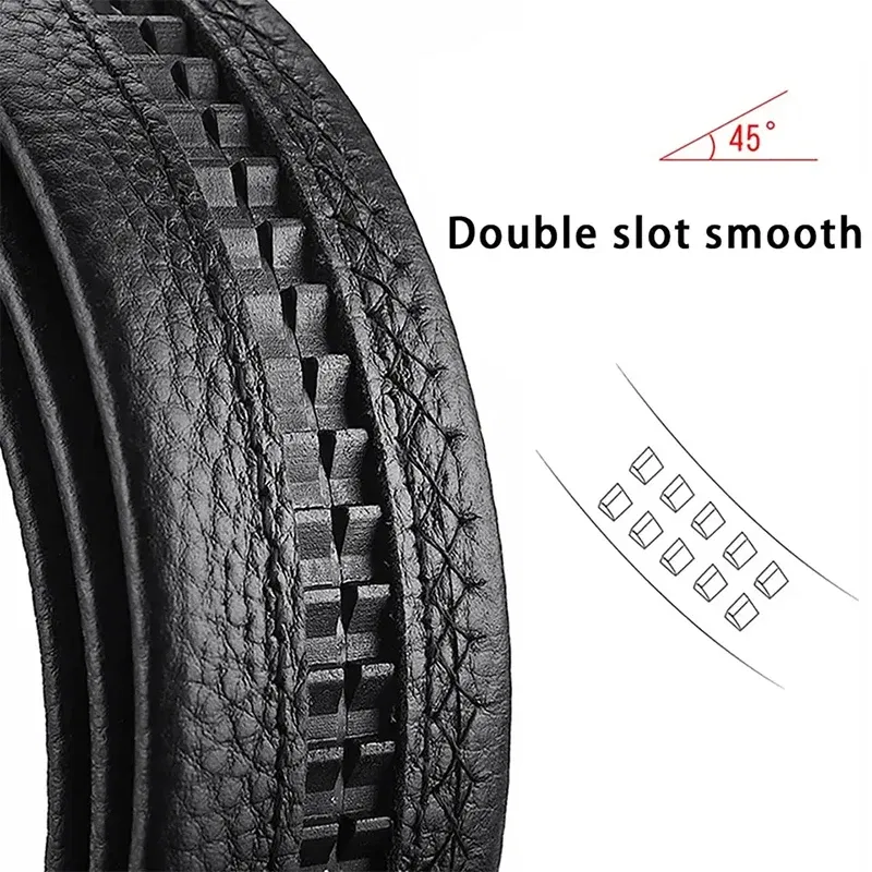 Color: WHITE, Belt Length: 110cm - 2Pcs Men's Belt Fashion Without Buckle High End Belts Black Soft PU Leather Men Belts Body No Buckle Strap