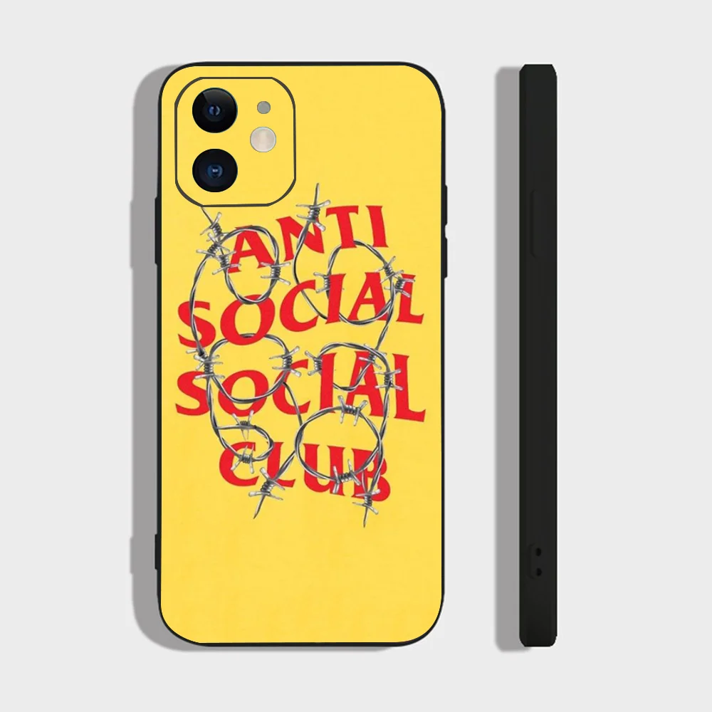 Color: black, Material: Neoprene - Anti Social Social Club Phone Case For IPhone 16 15 14 13 Pro Max 11 12 Mini X Xs XR Se 2022 Black Silicone Cover
