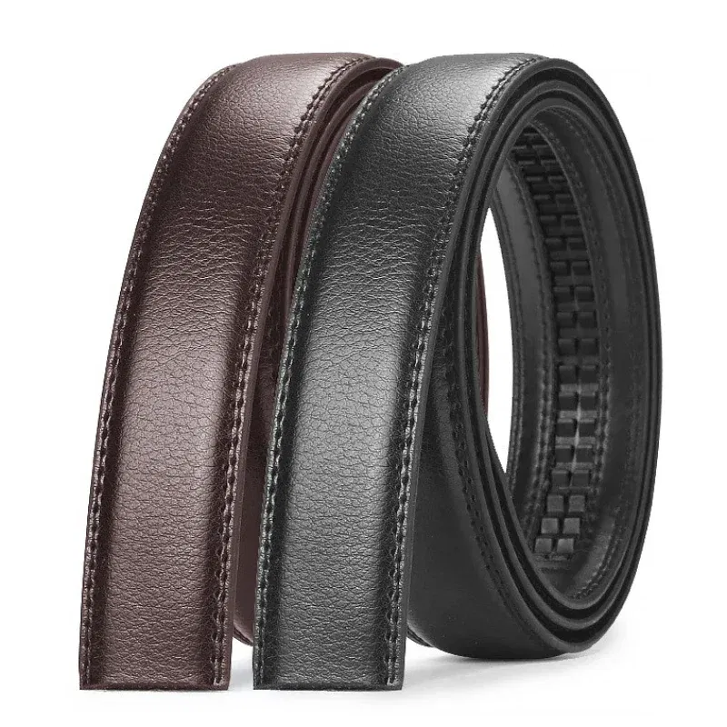 Color: Dark Brown, Belt Length: 160cm - Men No Buckle 3.5cm Wide 130 140 150 160 170 cm Large Plus Size Belt Straps No Buckle for Automatic Buckle Genuine Leather Belts