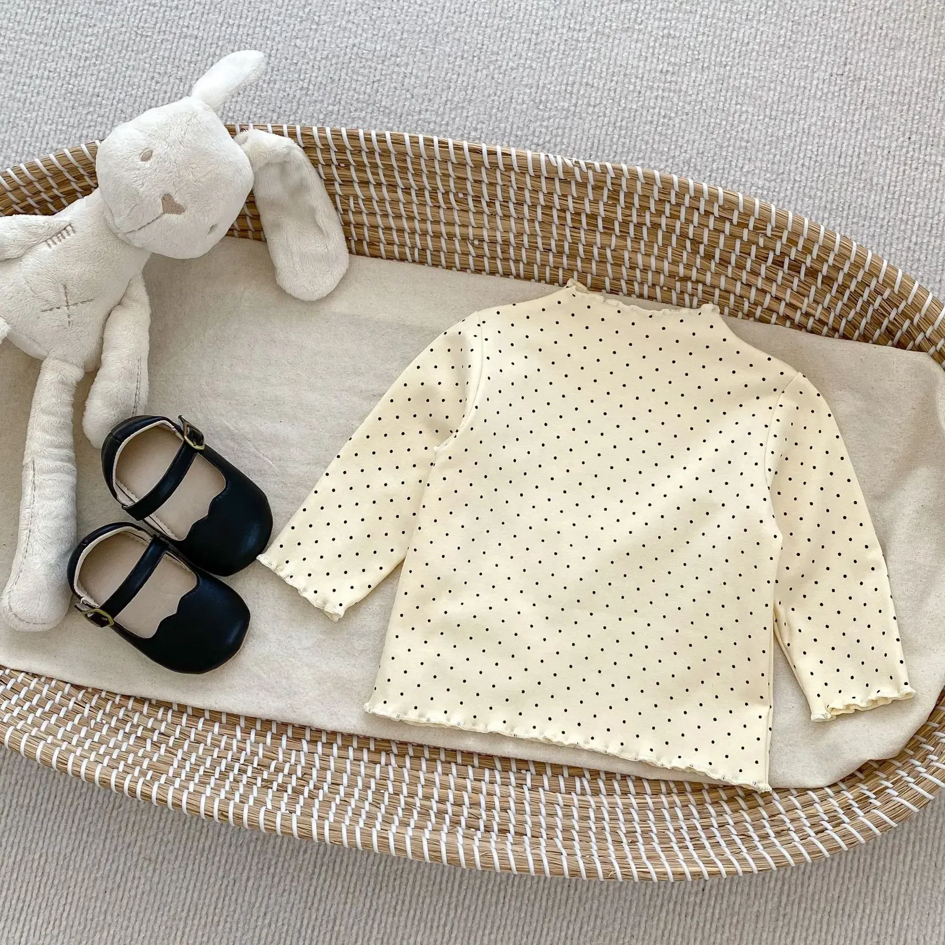 Color: SKY BLUE, Kid Size: 24M - New Baby Long Sleeve T Shirt Girls Cotton Casual Tees Infant Ruffled Versatile Shirts Kids Floral Striped Bottoming Tops