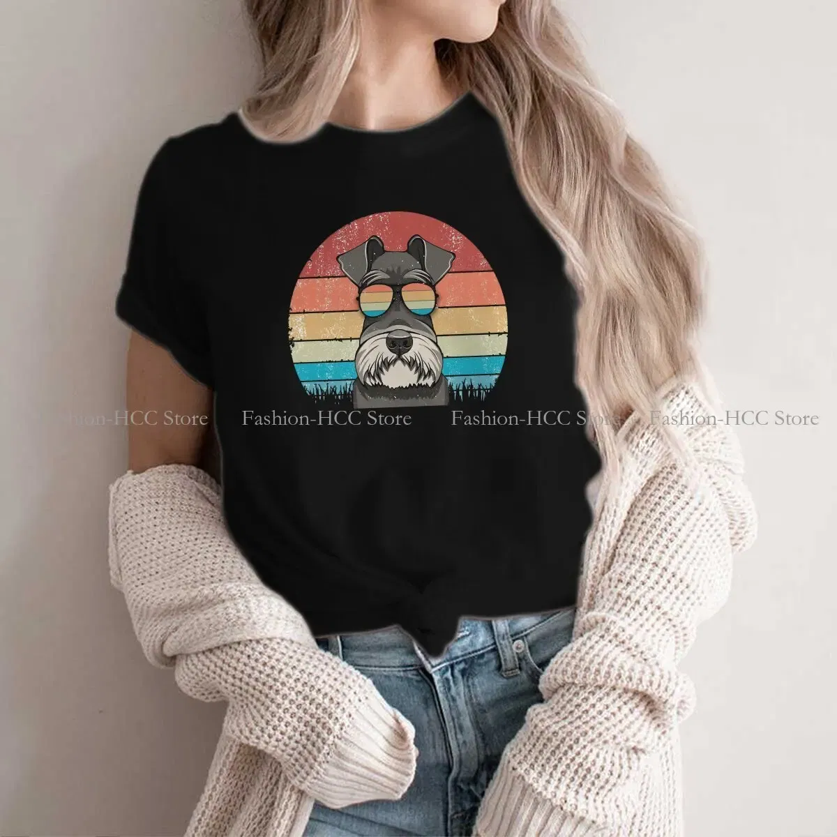 Color: WHITE, Size: XXXL - Cool Dog Hip Hop Fashion Roar Best Schnauzer Dad Ever Newest Polyester TShirts Female Style Tops T Shirt O Neck