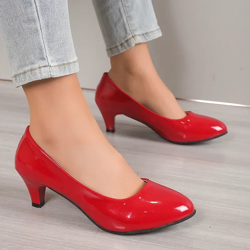 Color: WHITE, Shoe Size: 40 - Women Pumps Nude Shallow Mouth Women Shoes Fashion Office Work Wedding Party Shoes Ladies Low Heel Shoes Summer Heels Woeman