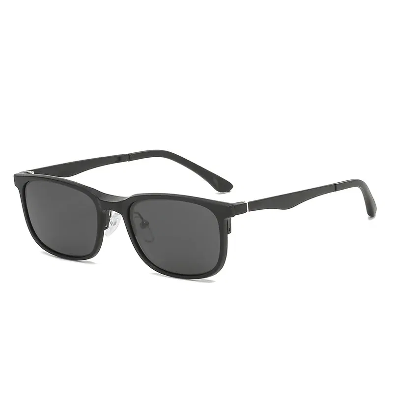 Lenses Color: Black, Ships From: CHINA, Frame Color: WHITE - 6 In 1 Magnetic Clip Sunglasses And Prescription Glasses Frame Men Women Polarized or Night Vision Lenses PC or TR90 Frame 2333