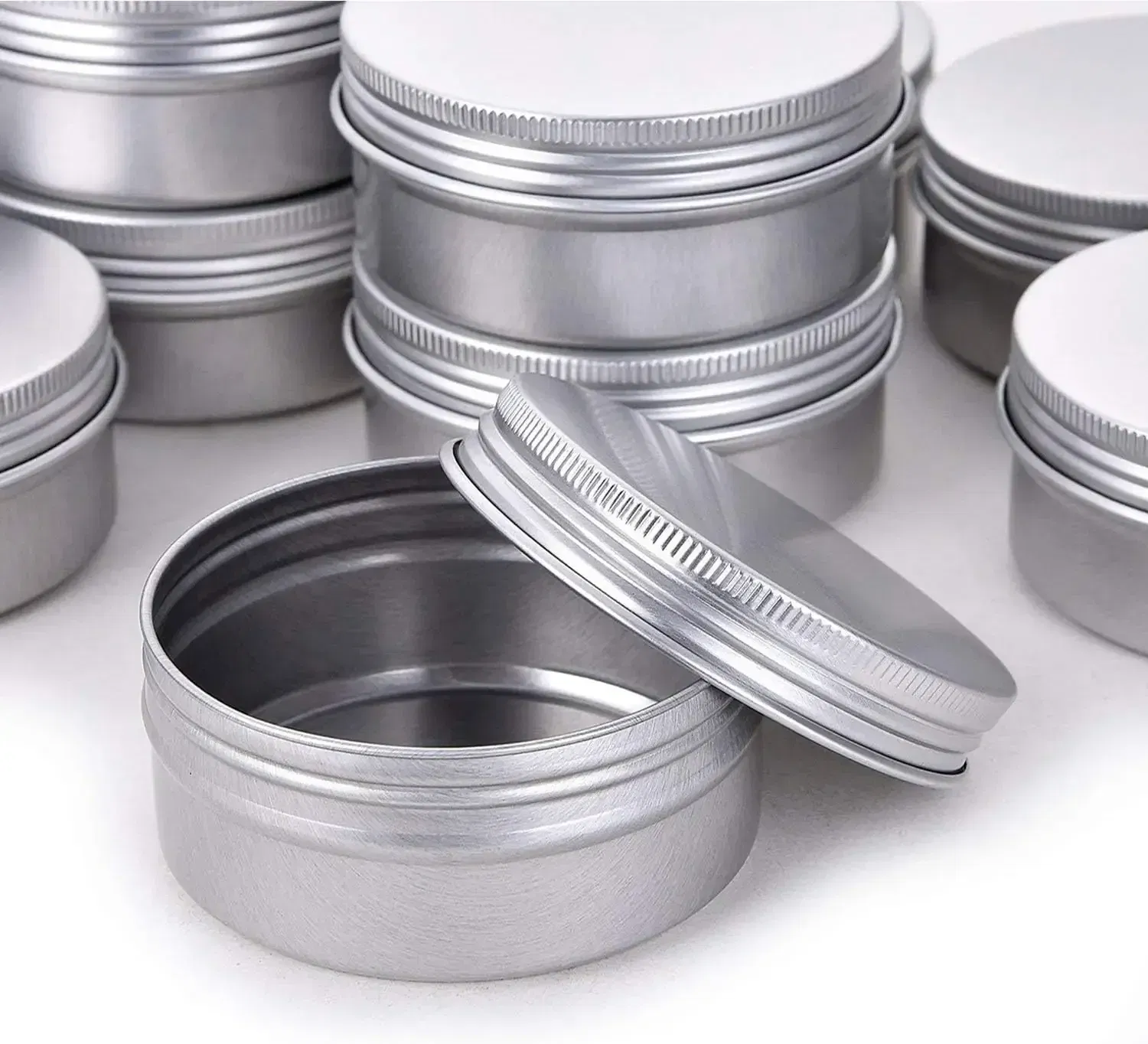 Color: light green, Specifications: 5ml, Material: Plastic - 20pcs 5g - 100g Metal Round Tins Aluminum Empty Silver Cans With Screw Lid Balm Nail Art Makeup Cream Jar Storage Box