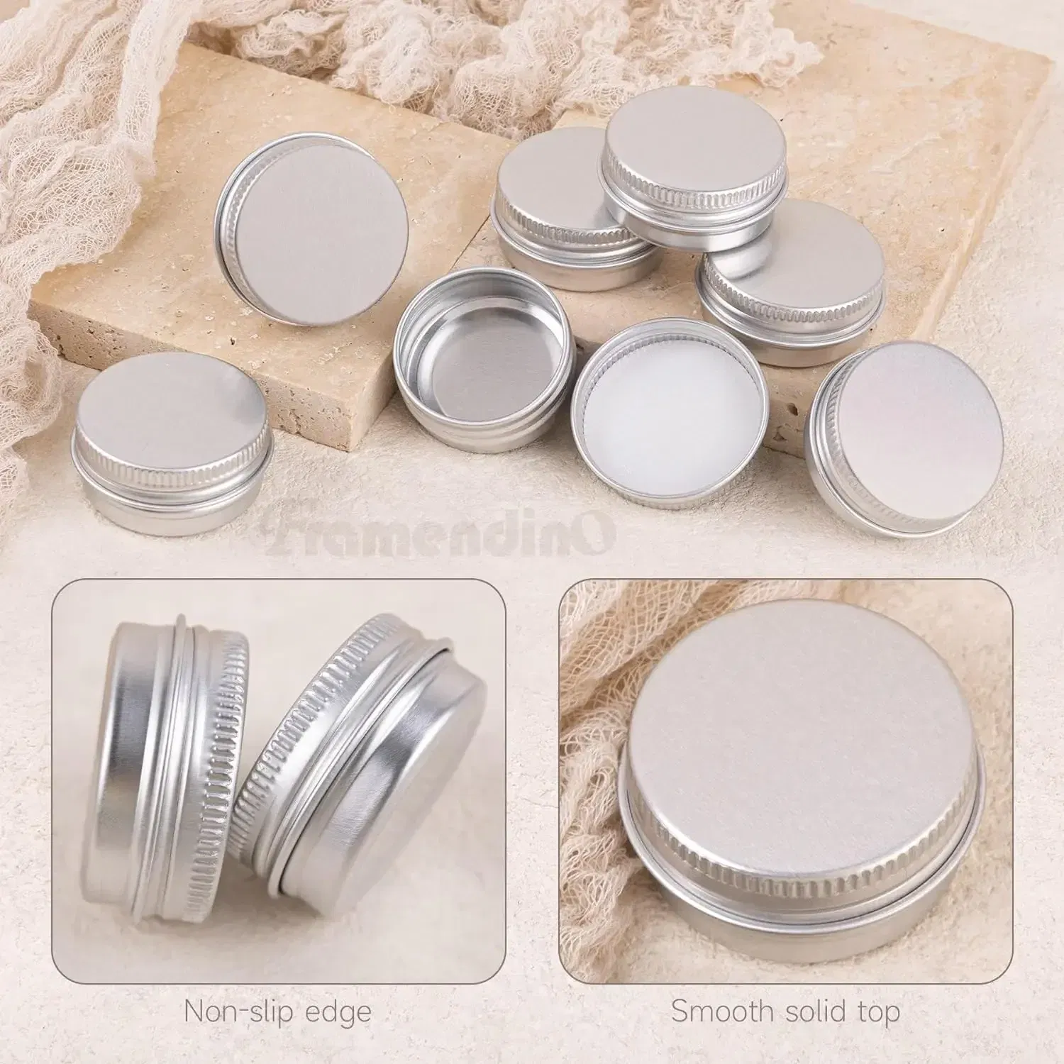 Color: light green, Specifications: 5ml, Material: Plastic - 20pcs 5g - 100g Metal Round Tins Aluminum Empty Silver Cans With Screw Lid Balm Nail Art Makeup Cream Jar Storage Box