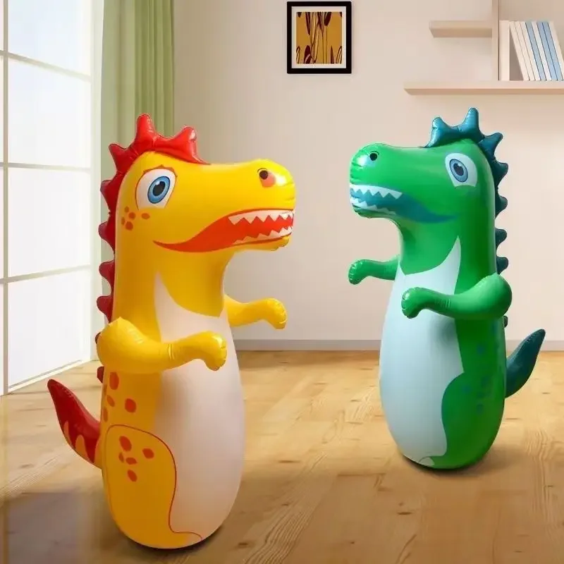 Color: Blue - Tumbler Boxing Inflatable Punching Bag Boys Games Sport Toys Inflatable Dinosaur Tumbler Toy