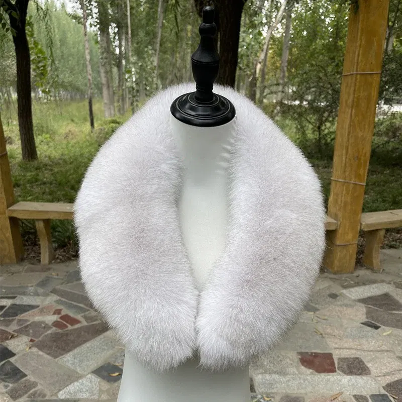 Color: camel, Size: L - Winter Real Fox Fur Collar Woman Furry Natural Raccoon Fur Scarf Shawls Luxury Neck Warmer Wraps For Coat Fur Scarves Large Size