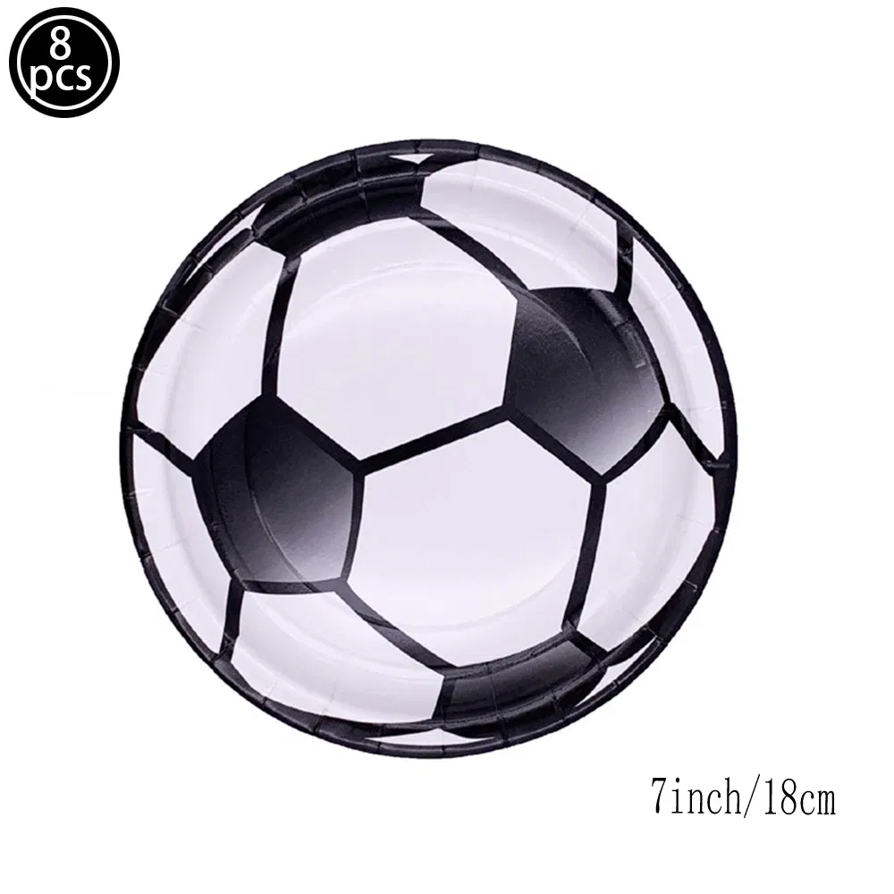 Color: VIOLET/?«?—?…° - Soccer Birthday Party Decorations Disposable Tableware Paper Plates Cups Napkins Tablecloth Balloon Banner Soccer Party Supplies