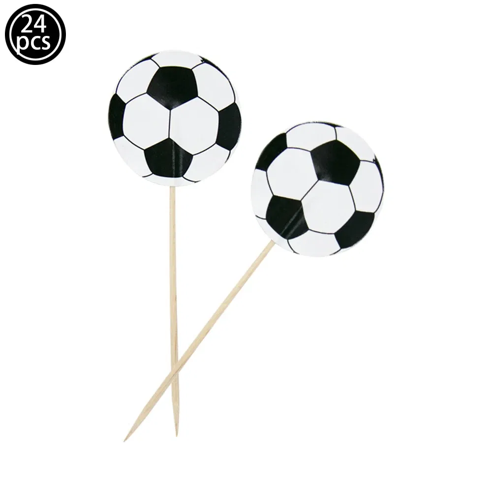 Color: plum - Soccer Cake Decorations Soccer Birthday Party Supplies Soccer Ball Cupcake Topper