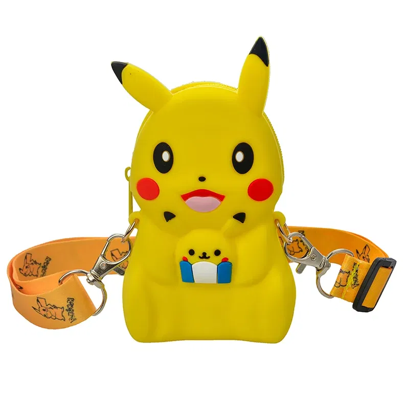 Color: Orange - Pokemon Bag Crossbody Bags for Children Mini Coin Purse Kawaii Fashion Toy Anime Action Figures Pikachu Eevee Funny Modelding