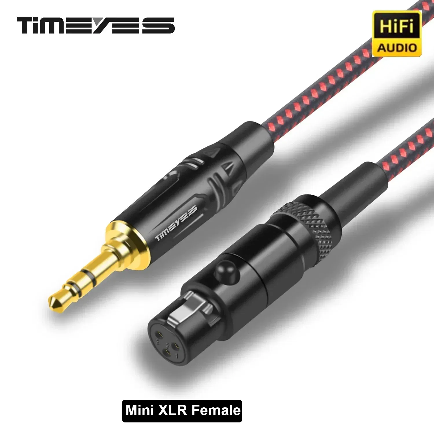 Color: Black, Length: 20m - TIMEYES 3.5mm To Mini XLR Female Stereo Audio Cable 1/8 Inch TRS To 3-pin Mini XLR Female Headphones Audio Cable