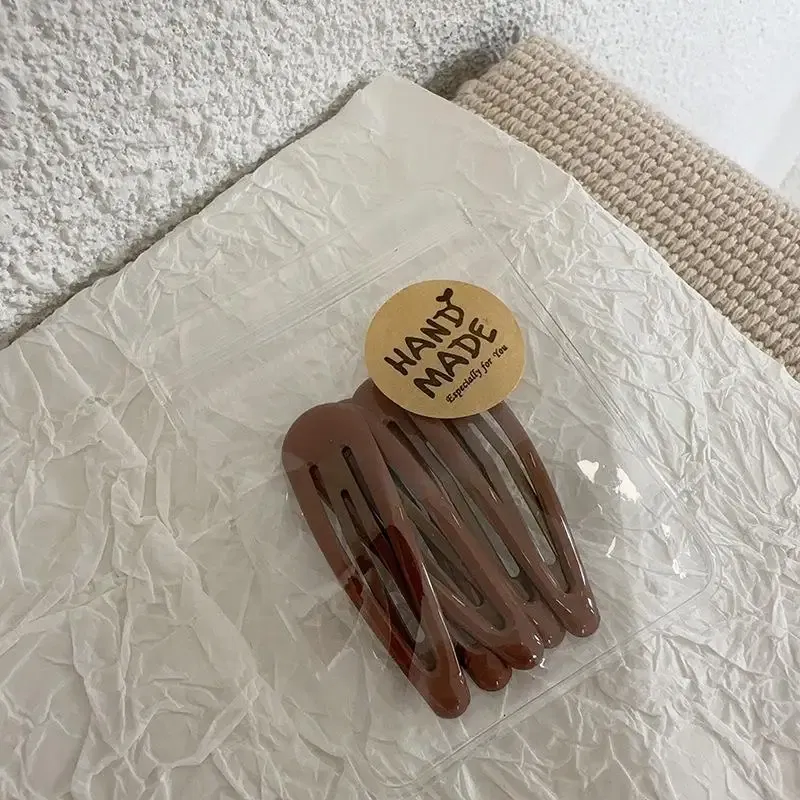 Color: Ginger - 5Pc Korean Snap Hairgrip Hair Clips Bangs Clip Edge Clip Waterdrop Shape BB Hairpins DIY Fashion Headwear Women Hair Accessories