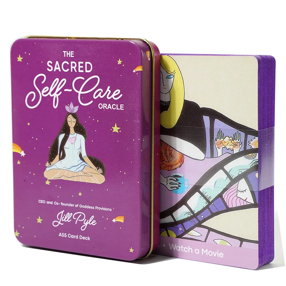 Color: PURPLE - Adventures time Tarot 78pcs Cards in a Tin Metal Box Gold plated Edge Tarot Cards For Divination Tarot Deck Beautiful Package