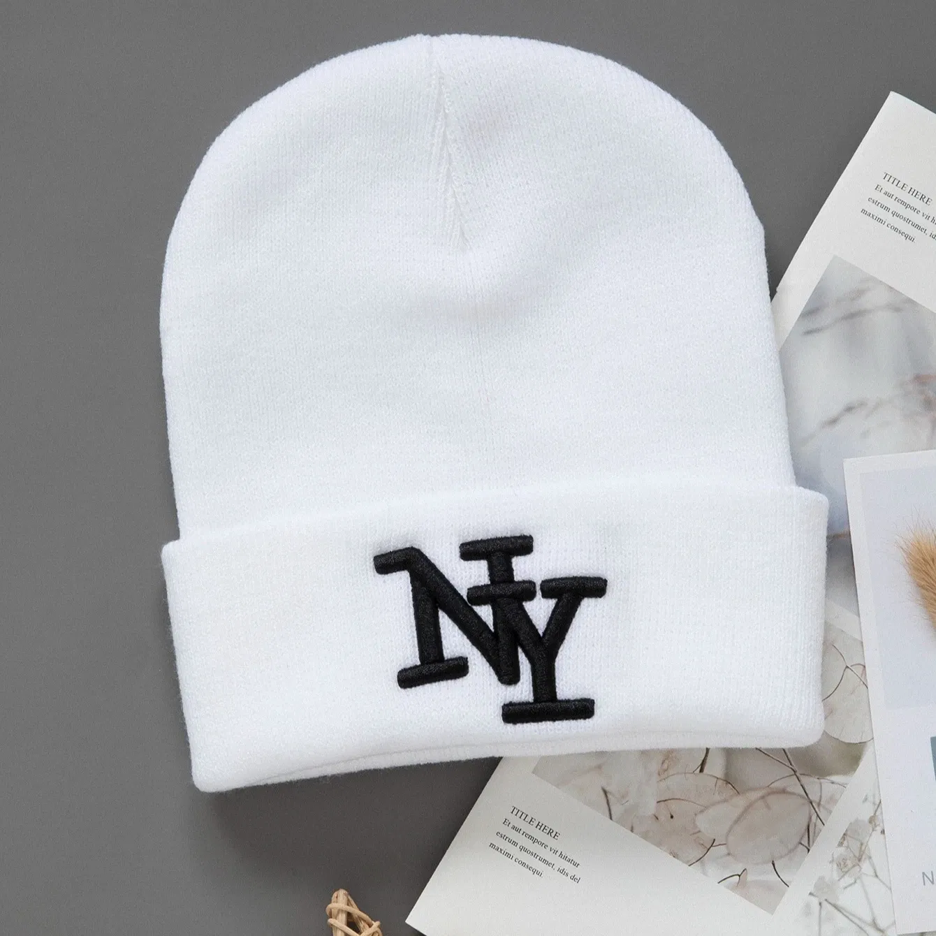 Color: Onion Green - 1/2/3pcs Unisex Winter Beanie Hats, Solid Color Knitted Warm Outdoor Caps with Embroidered NY Logo, Hand Washable, Black