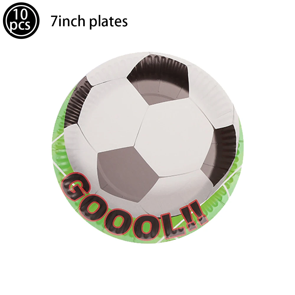 Color: Silver - Soccer Birthday Party Decorations Disposable Tableware Paper Plates Cups Napkins Tablecloth Balloon Banner Soccer Party Supplies