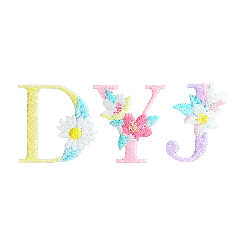 Color: Nickel-Free White - 1 Piece Fashion Cute Letters Patch for Clothing Applique Jeans DIY Accessories Iron on Fabric Stickers