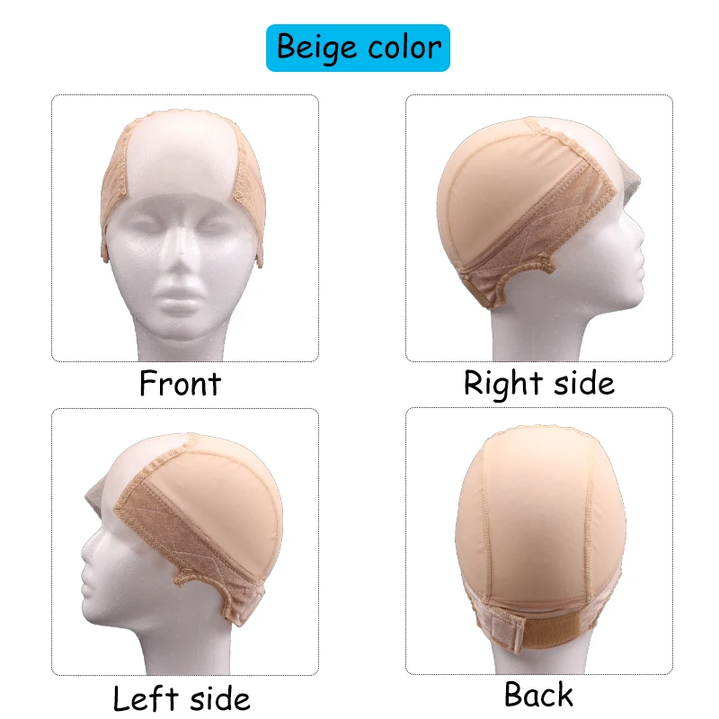 Color: Beige - Female Headband Wig Cap Hd Lace Wig Cap For Wig Making U Part Wig Caps With Adjustable Velvet Wig Grip To Wear Wig Nude Hair Net