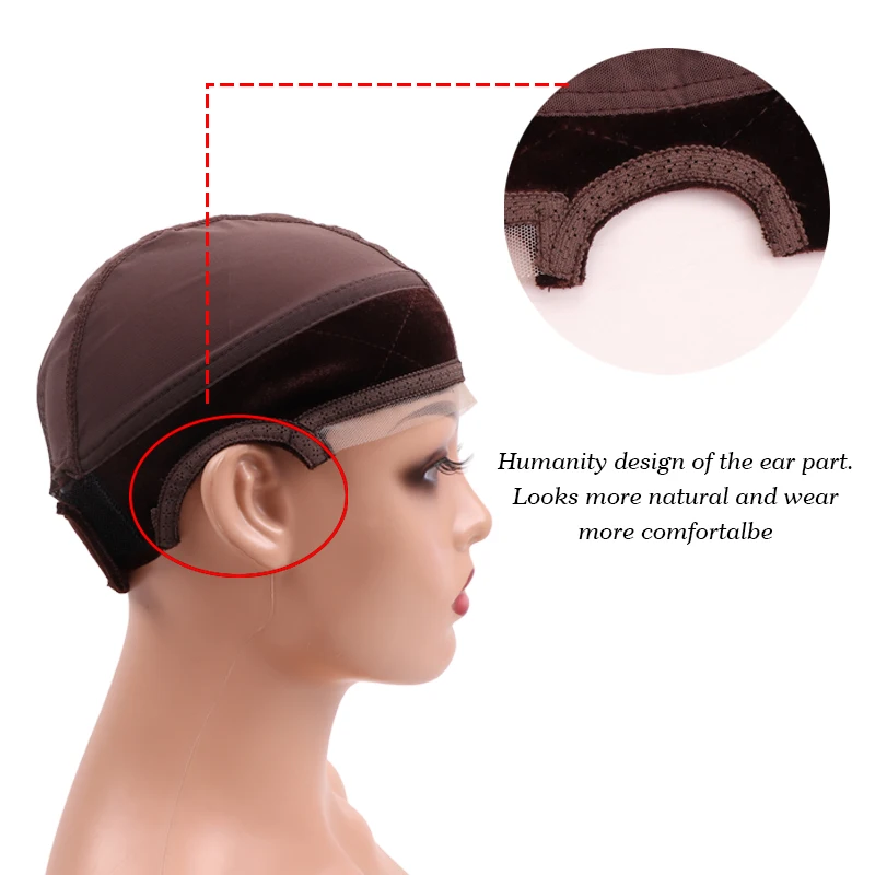 Color: Beige - Female Headband Wig Cap Hd Lace Wig Cap For Wig Making U Part Wig Caps With Adjustable Velvet Wig Grip To Wear Wig Nude Hair Net