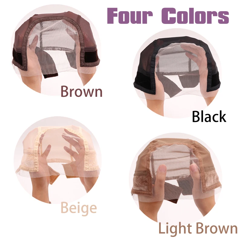 Color: Beige - Female Headband Wig Cap Hd Lace Wig Cap For Wig Making U Part Wig Caps With Adjustable Velvet Wig Grip To Wear Wig Nude Hair Net