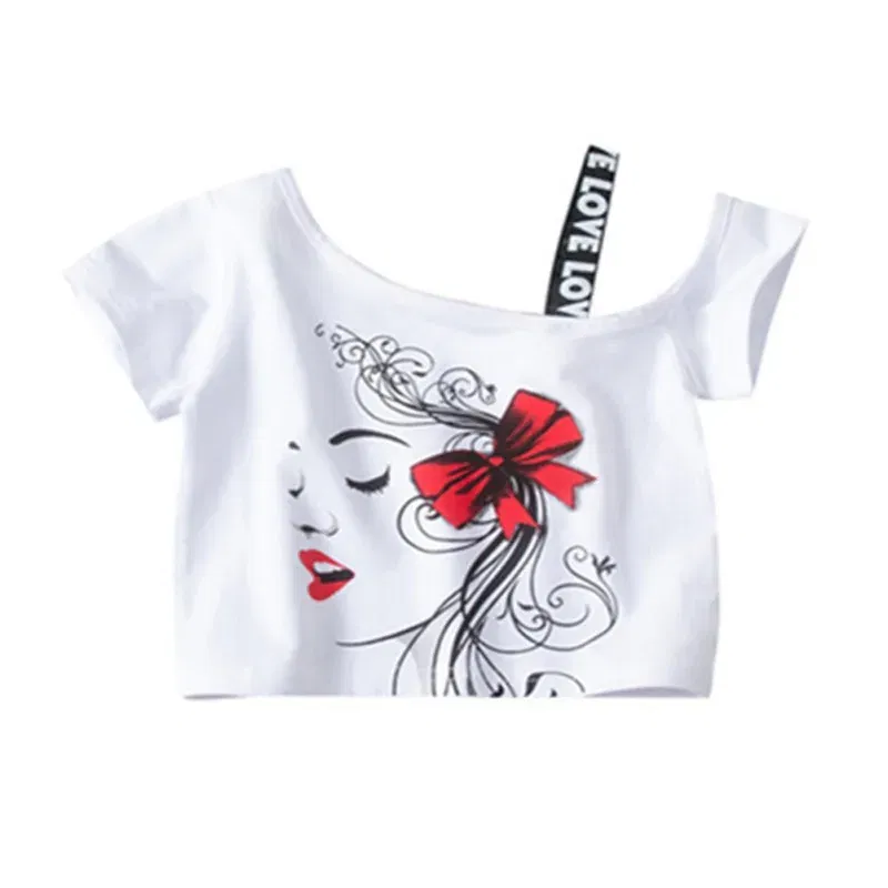 Color: WHITE, Kid Size: 4 - HOT Baby Girl Clothes Girls Clothing Set Fashion Girls Set Print Toddler Girl Tops + Denim Skirts Baby Suit Kids Clothes1