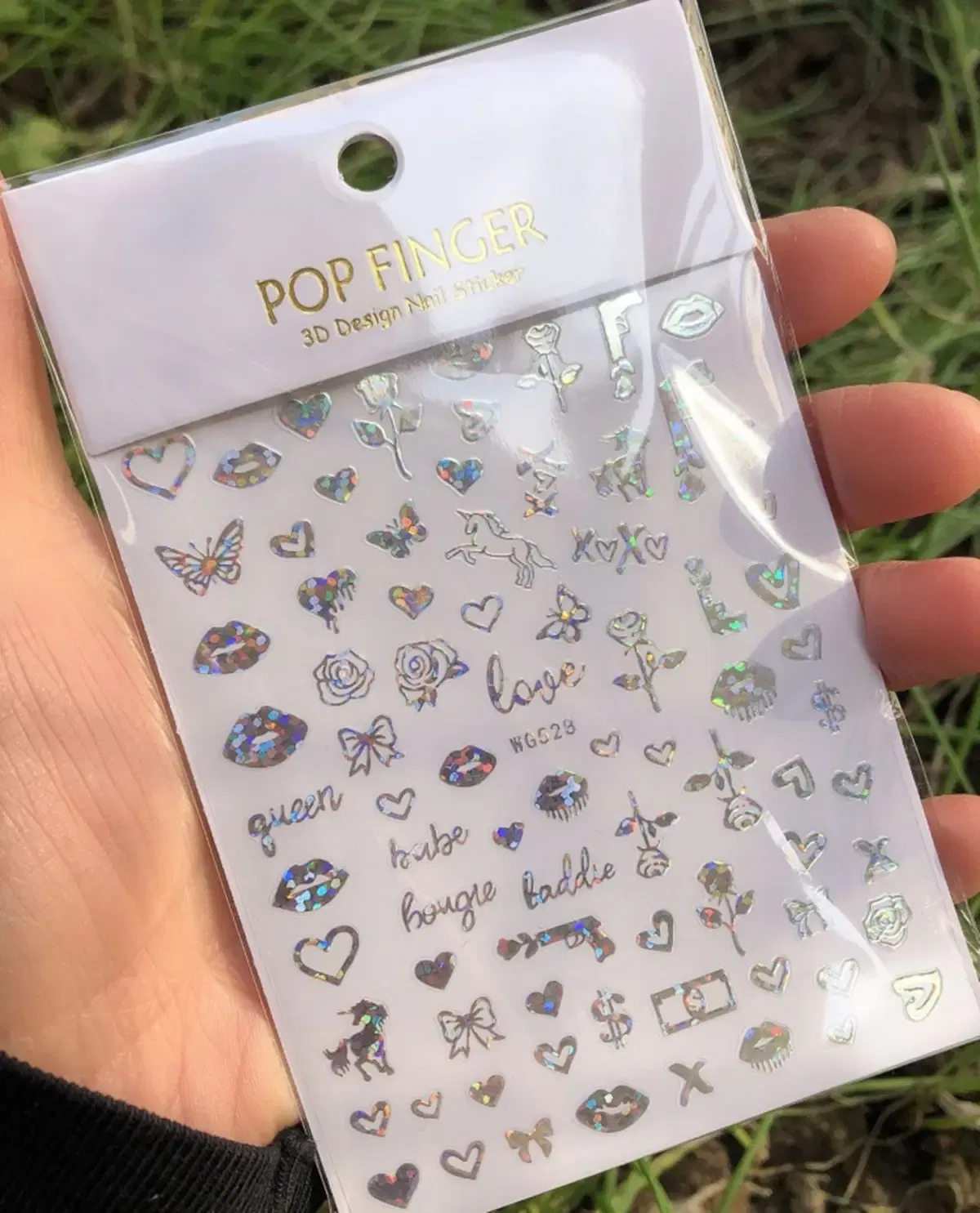 Color: gold foil - 1PCS New English Alphabet Nail Stickers Multi-Color Laser Reflective Nail Slider Art Cool Text Nail Kit