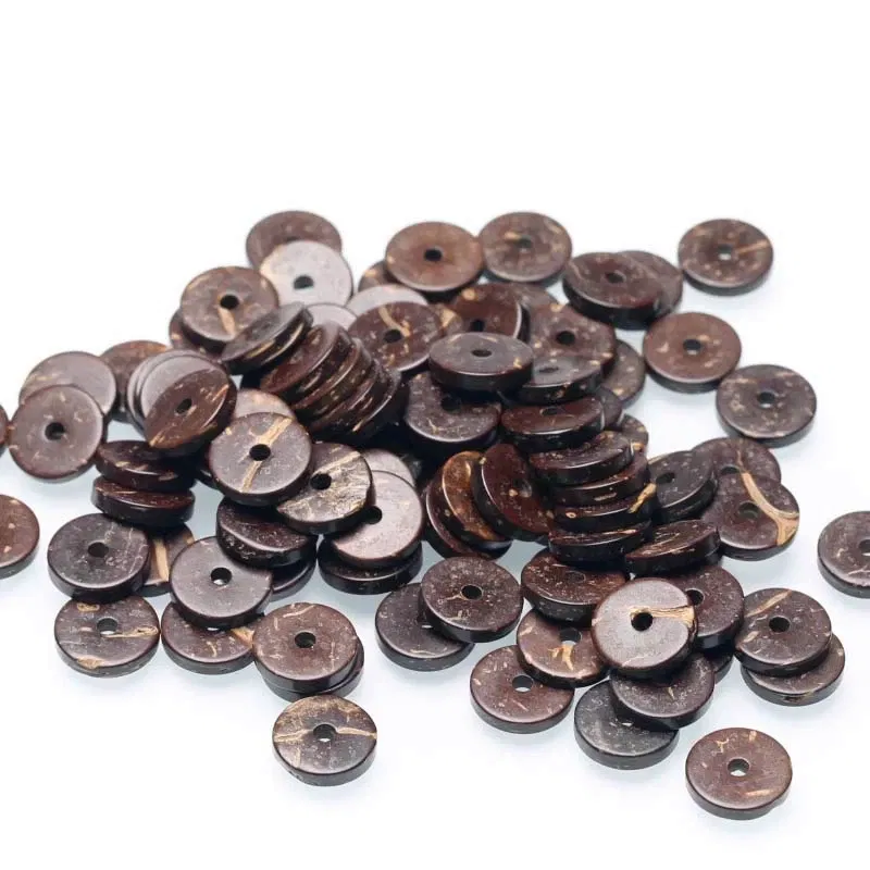 Size: 12mm - Polished coconut shell round brown coconut shell for DIY jewelry making bracelets 100 beads septa beads