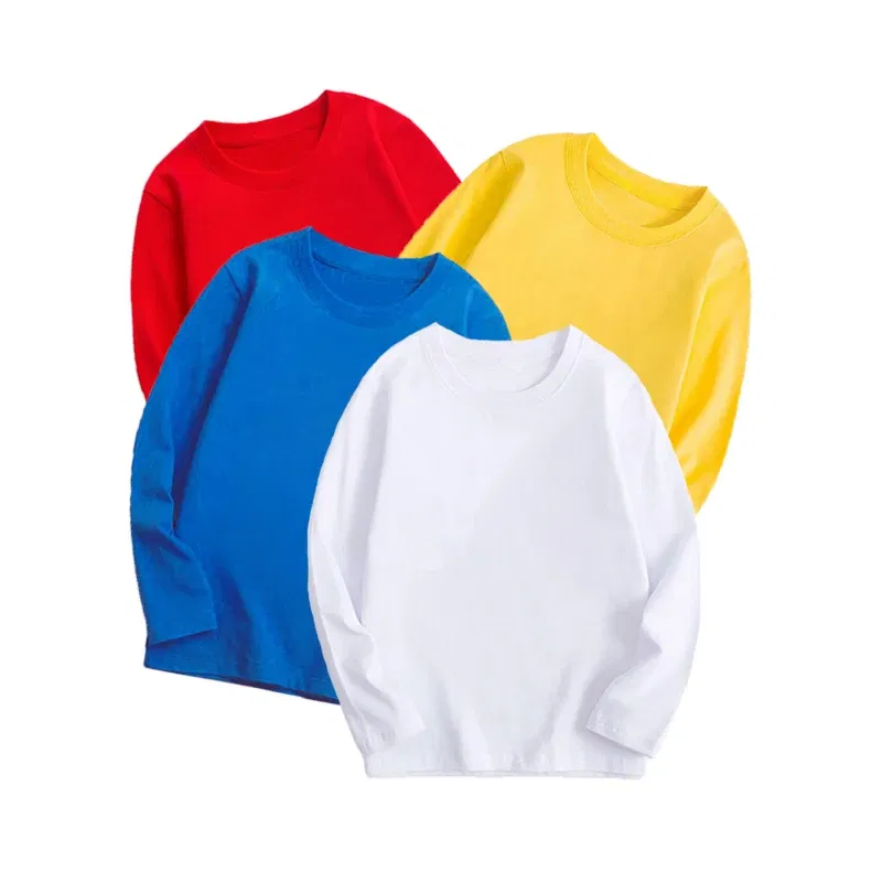 Color: SKY BLUE, Kid Size: 2T - Black White Basic Cotton T-shirt for Boys Girls Clothes Children's Long Sleeve Solid Tops Kids 2 to 14 Years Leasure Wear Tshirt