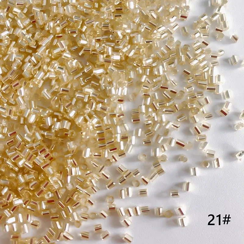 Color: NUDE, Item Diameter: 2mm - 2mm Glass Seed Loose Beads Silver Color Inner Long Tube Charms DIY Craft Bracelet Jewelry Making Supplies Necklace Accessories