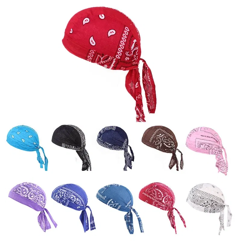 Color: ROYAL BLUE - Cotton Cycling Pirate Bandana Men Women Headwraps Bike Headband Headcloth Sweat Wicking Beanie Hip-hop Turban Head Scarf