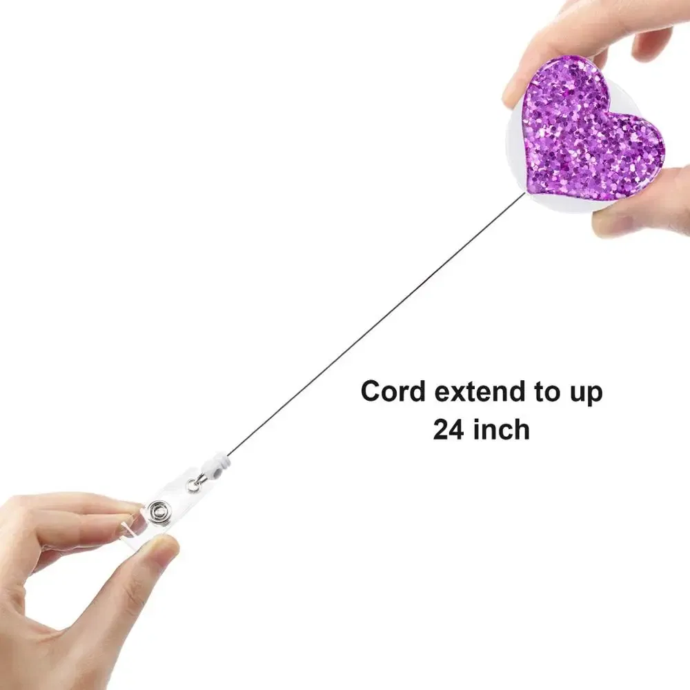 Color: Gold - idclip 10 Pcs Bling Love Heart Retractable Badge Holder Badge Clips for Nurse ID Badge Reel with Alligator Clip