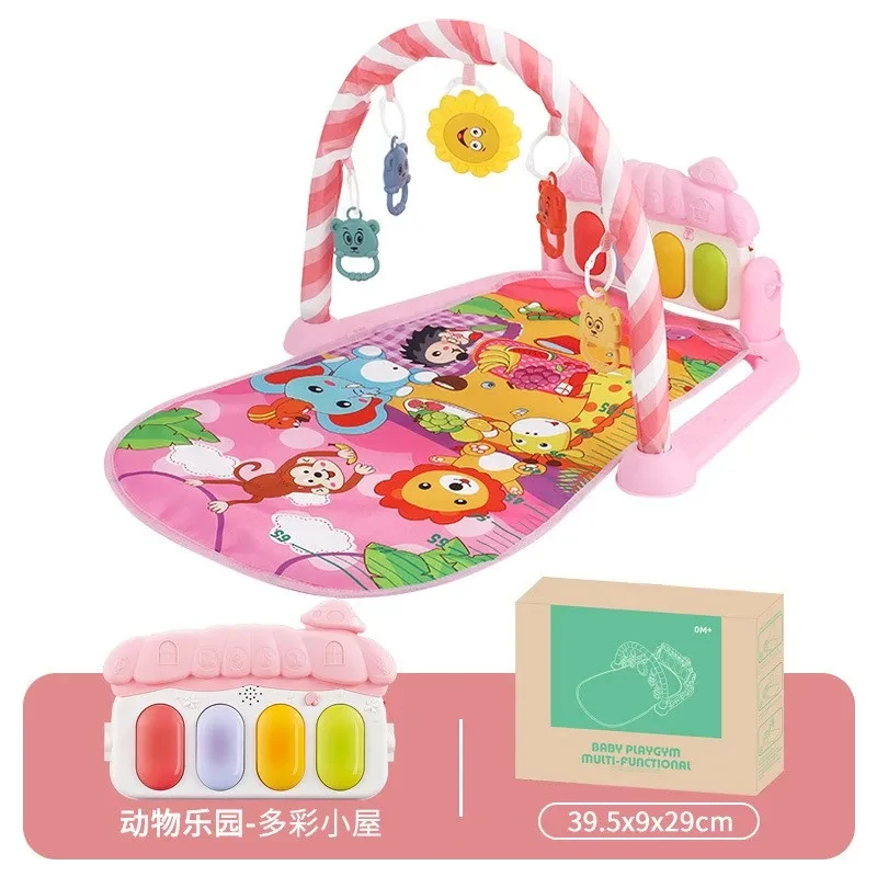 Color: multi - Baby Fitness Frame Floor Mat Newborn Piano Crawling Blanket Pedal Children Play Mat Rack Crawling Blanket Infant Play Rug Gifts
