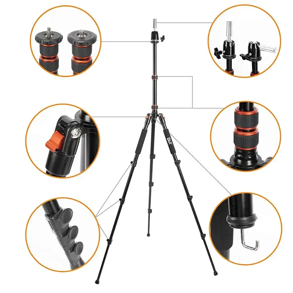 Ships From: CHINA - Black Multifunction Mannequin Tripod/Camera Stand Canvas Block Training Doll Manikin Head Wig Stand for Cosmetology Hairdres