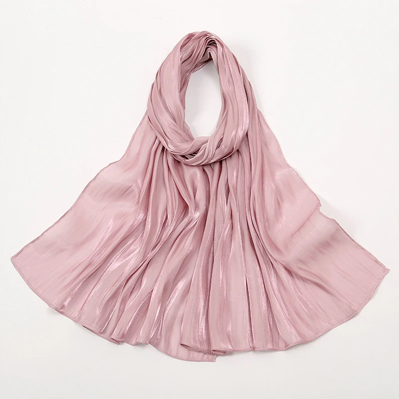Color: Rust Red - Solid Luxury Fashion Women Hijab Scarf Long Silk Soft Slippy Comfortable Scarves Shawl Muslim Neckerchief Outdoors Bandanna