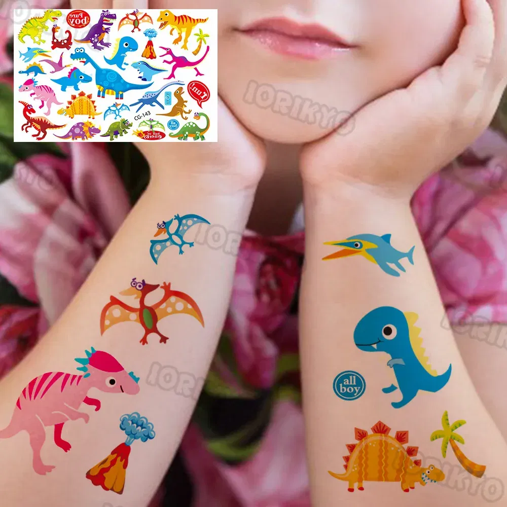 Color: Dark Khaki - Airplane Spaceman Temporary Tattoos For Kids Face Neck Boy Girls Adult Fake Planets Astronaut Tattoo Sticker Black Cartoon Tatoo