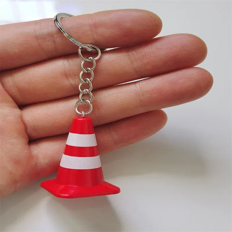 Metal Color: REDDISH BROWN - Unique Orange Traffic Cone Safety Design Novel Earring Keychain - The Perfect Gift for A Friend!