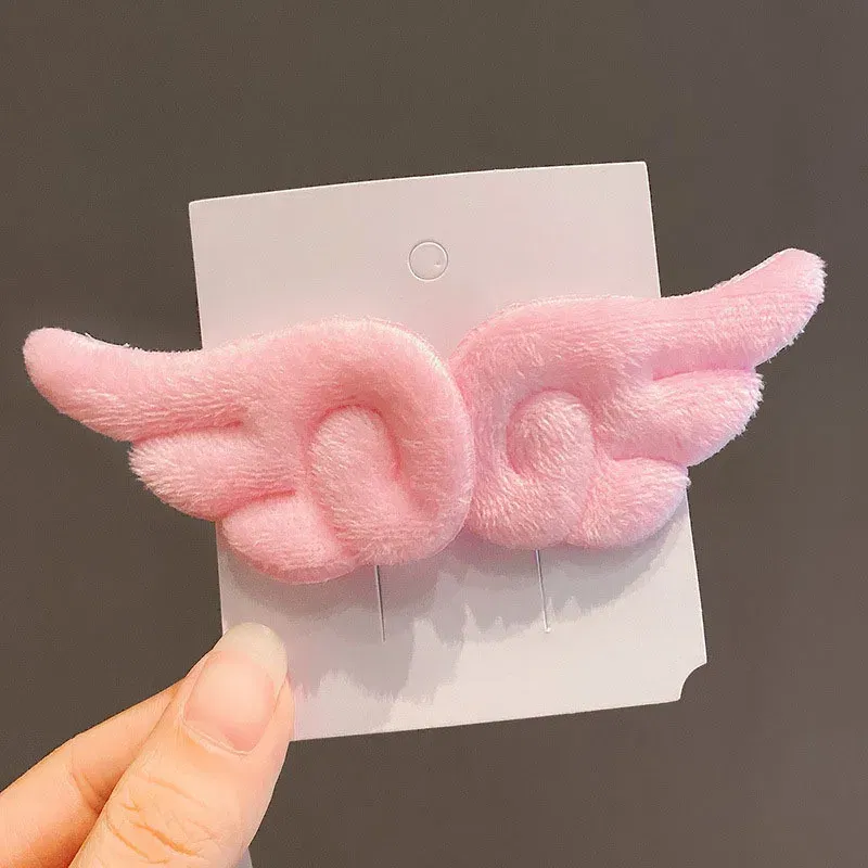 Color: Yellow - Angel Wing Hair Clips for Women Girls Plush Hairpin Kids Cute Cartoon Hair Clip Pins Hairgrip Christmas Hair Accessories