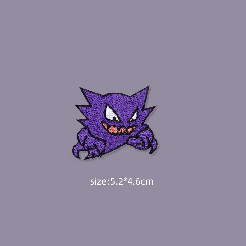 Color: Silver - Original Pokemon 3 style Gengar Patch DIY Badge Cloth Patch Embroidery Clothing bag sticker Down Jacket Denim Xmas Gift