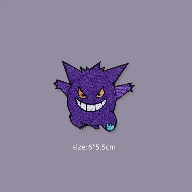 Color: Silver - Original Pokemon 3 style Gengar Patch DIY Badge Cloth Patch Embroidery Clothing bag sticker Down Jacket Denim Xmas Gift