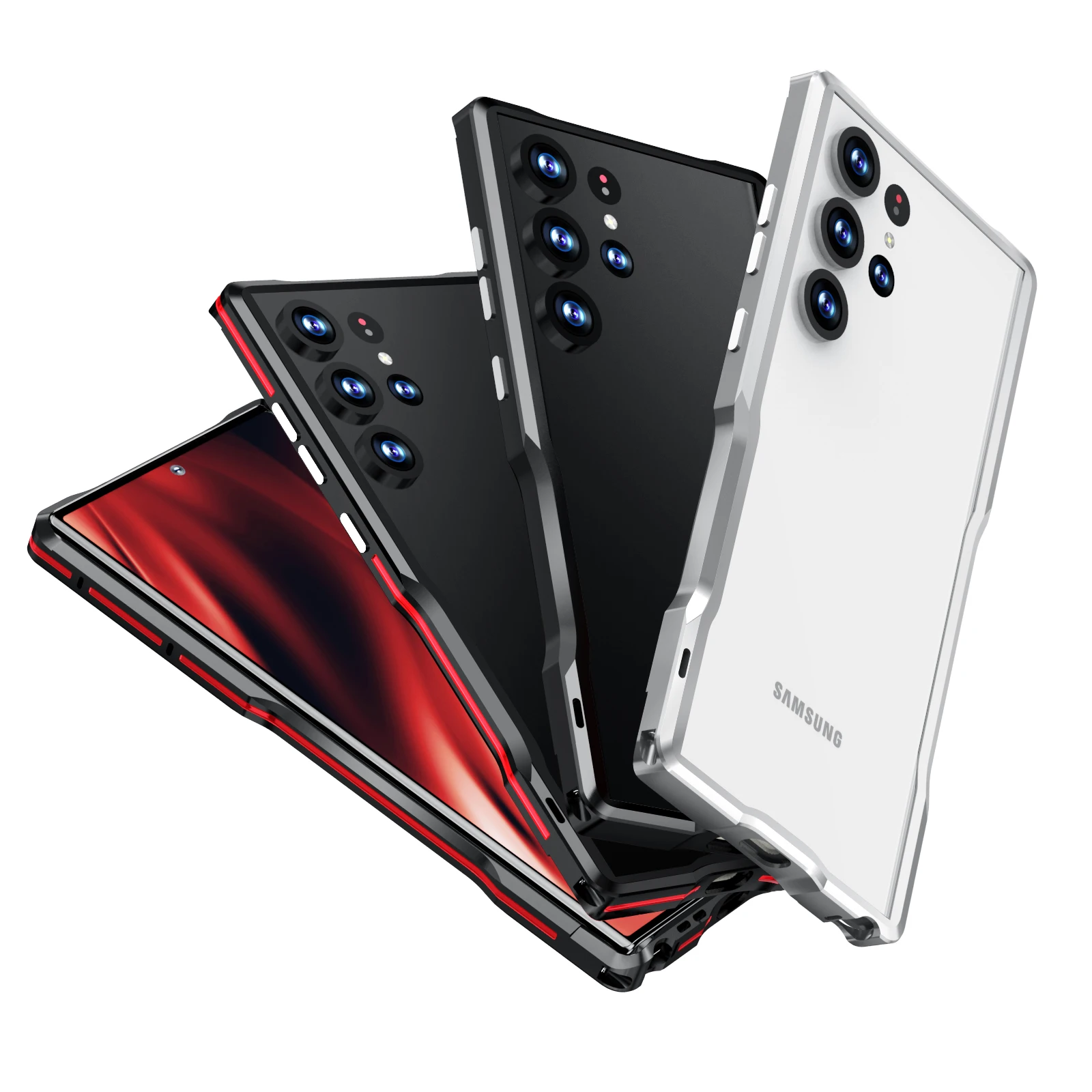 Color: black, Material: CANVAS - Luxury Aviation Aluminum Alloy Bumper Phone Case For Samsung Galaxy S25 S24 S23 S22 Ultra S25Edge Metal Frame Shockproof Cover