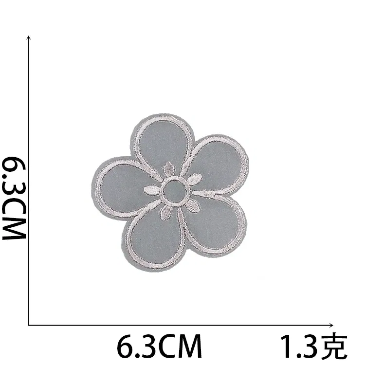 Color: WHITE - 1pc Reflective Patches For Night Clothing Iron On Star Heart Flower Football Hand Diamond Stickers Diy Jackets Badge Appliques