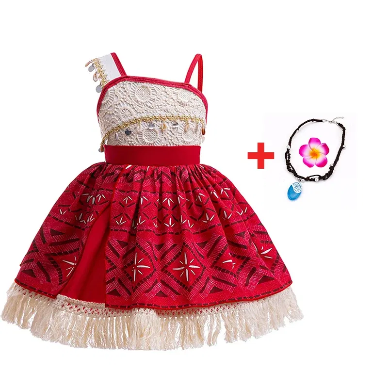 Color: green, Kid Size: 2T - Disney New Moana Dress Costumes Kids Girl Cosplay Toddler Movie Ocean Adventure Infant Frock Halloween Party With Chick Clothes
