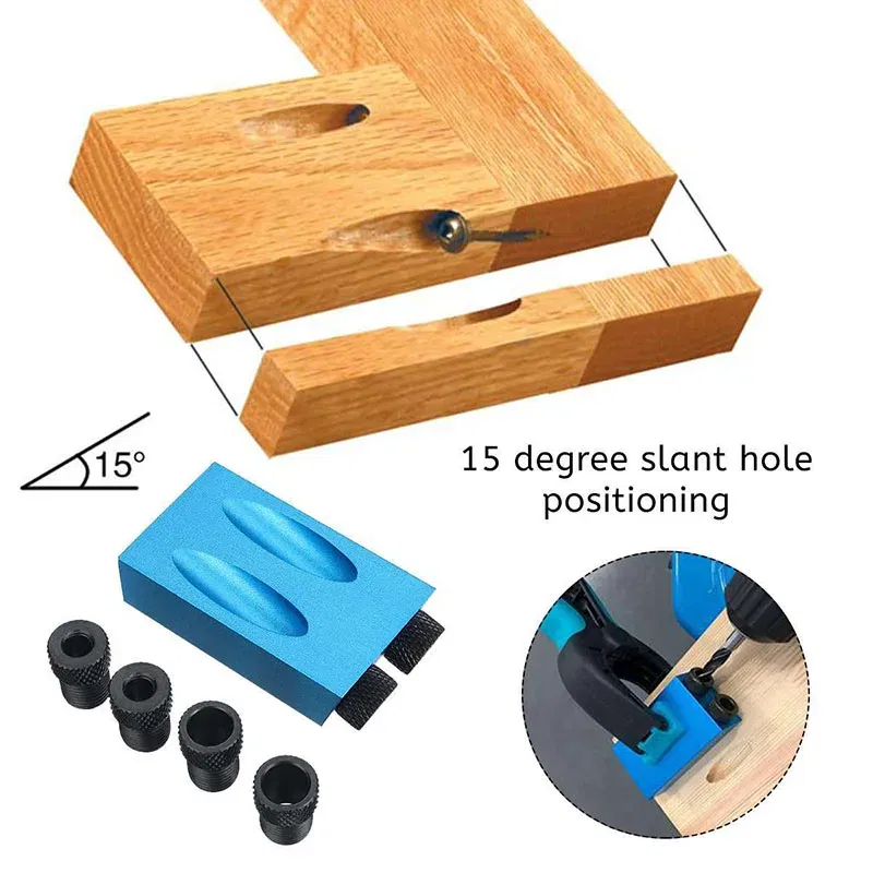 Color: green, Ships From: CHINA - ZK30 15 Degree Oblique Hole Locator Angle Drilling Locator Aluminium Woodworking Drill Bits Jig Clamp Kit Guide Wood Hand Tools